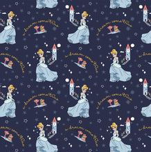 Load image into Gallery viewer, Disney Heart of a Princess Collection - Princess Cinderella - Navy Fabric - 1/2 Meter - Cotton Fabric