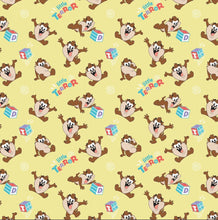 Load image into Gallery viewer, Character Nursery - Looney Tunes Taz Little Terror - Yellow Fabric - 1/2 Meter - Cotton Fabric