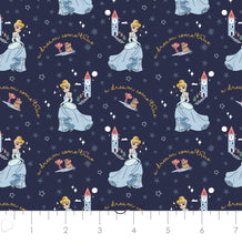 Load image into Gallery viewer, Disney Heart of a Princess Collection - Princess Cinderella - Navy Fabric - 1/2 Meter - Cotton Fabric