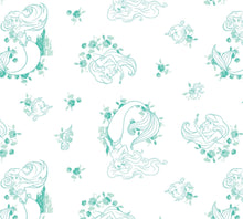Load image into Gallery viewer, Little Mermaid - White Fabric - 1/2 Meter - Cotton Fabric
