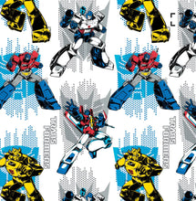 Charger l'image dans la galerie, Transformers Logos - White Fabric - 1/2 Meter - Cotton Fabric