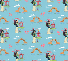 Load image into Gallery viewer, Disney Heart of a Princess Collection - Princess Mulan - Blue Fabric - 1/2 Meter - Cotton Fabric