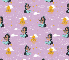 Load image into Gallery viewer, Disney Heart of a Princess Collection - Princess Jasmine - Lavender Fabric - 1/2 Meter - Cotton Fabric