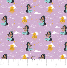 Load image into Gallery viewer, Disney Heart of a Princess Collection - Princess Jasmine - Lavender Fabric - 1/2 Meter - Cotton Fabric