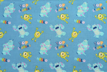 Load image into Gallery viewer, Disney Pixar Monsters Inc Collection - Top Scarers - Blue Fabric - 1/2 Meter - Cotton Fabric