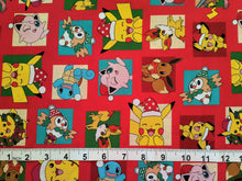 Load image into Gallery viewer, Holiday Pokemon Red - Robert Kaufman - 1/2 Meter - Cotton Fabric