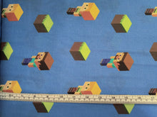 Load image into Gallery viewer, Minecraft Alex and Steeve - Blue Fabric - 1/2 Meter - Cotton Fabric