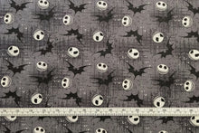 Load image into Gallery viewer, Jack whit Bats 72947 - Gray Fabric - 1/2 Meter - Cotton Fabric