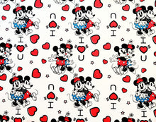 Charger l'image dans la galerie, Mickey and Minnie I love You - White Fabric - 1/2 Meter - Cotton Fabric