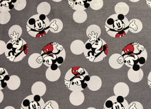 Load image into Gallery viewer, Mickey Head Toss - Gray Fabric - 1/2 Meter - Cotton Fabric (Copy)