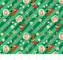Load image into Gallery viewer, Character Winter Holiday IV Collection - Ruh-Roh Christmas - Green Fabric - 1/2 Meter - Cotton Fabric