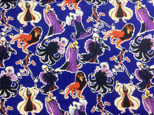 Load image into Gallery viewer, Disney Villains Mayhem Collection - Villain Cut Out Clooage - Blue Fabric - 1/2 Meter - Cotton Fabric