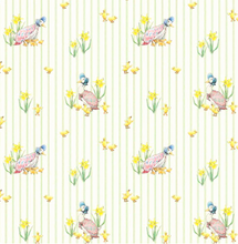 Charger l'image dans la galerie, Peter Rabbit and Friends - Duck Stripe - Cream Fabric - 1/2 Meter - Cotton Fabric