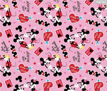 Load image into Gallery viewer, Mickey and Minnie Love 85271030 Pink Fabric - 1/2 Meter - Cotton Fabric