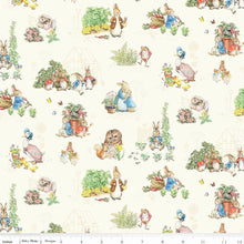 Charger l'image dans la galerie, Peter Rabbit and Friends Characters - Cream Fabric - 1/2 Meter - Cotton Fabric
