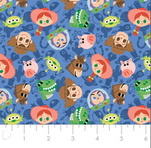 Charger l'image dans la galerie, Toy Story Let's Play - Toys Face Toss - Blue Fabric - 1/2 Meter - Cotton Fabric