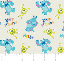 Load image into Gallery viewer, Disney Pixar Monsters Inc Collection - Top Scarers - Cream Fabric - 1/2 Meter - Cotton Fabric