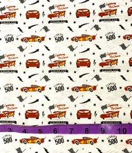 Load image into Gallery viewer, Cars Collection III by Disney-Pixar - McQueen Champ - White Fabric - 1/2 Meter - Cotton Fabric