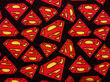 Charger l'image dans la galerie, Superman Black Logo Flannel Fabric - 1/2 Meter