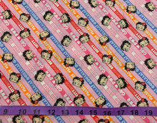 Load image into Gallery viewer, Betty Boop Collection III - Betty Girl Power Stripe - Pink Fabric - 1/2 Meter - Cotton Fabric