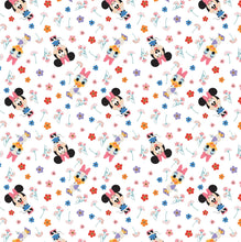 Load image into Gallery viewer, Disney - The Day of the Little World Collection - Minnie & Daisy - White Fabric - 1/2 Meter - Cotton Fabric