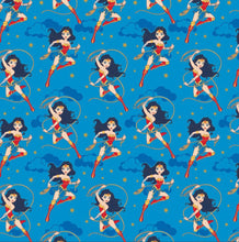 Charger l'image dans la galerie, Young DC Wonder Woman Blue 23421455L 02 Fabric - 1/2 Meter - Cotton Fabric