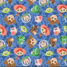 Charger l'image dans la galerie, Toy Story Let's Play - Toys Face Toss - Blue Fabric - 1/2 Meter - Cotton Fabric