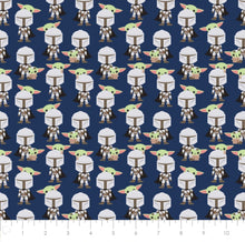 Load image into Gallery viewer, Mando Hello Friend Navy Flannel Fabric - 1/2 Meter