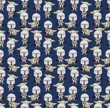 Load image into Gallery viewer, Mando Hello Friend Navy Flannel Fabric - 1/2 Meter