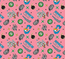 Load image into Gallery viewer, Looney Tunes III - Beep Beep Toss- Pink Fabric - 1/2 Meter - Cotton Fabric