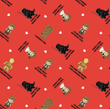 Charger l'image dans la galerie, Character Valentine's Day - Star Wars Character Valentine Greeting - Red Fabric - 1/2 Meter - Cotton Fabric