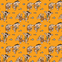 Charger l'image dans la galerie, The Flintstones - Fred and Barney - Orange Fabric - 1/2 Meter - Cotton Fabric