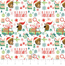 Charger l&#39;image dans la galerie, Winter Holiday IV - Groovy Holidays - White Fabric - 1/2 Meter - Cotton Fabric
