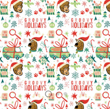 Charger l&#39;image dans la galerie, Winter Holiday IV - Groovy Holidays - White Fabric - 1/2 Meter - Cotton Fabric
