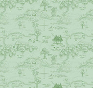 Winnie The Pooh Map C1700 - Green Fabric - 1/2 Meter - Cotton Fabric