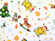 Holiday Pokemon White - Robert Kaufman - 1/2 Meter - Cotton Fabric