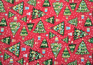 Christmas Tree - Makower UK - Red Fabric - 1/2 Meter - Cotton Fabric