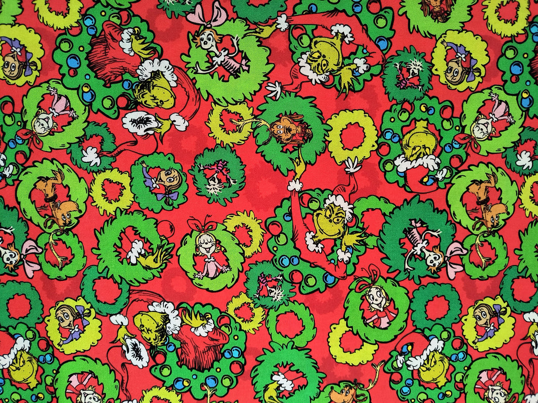 How the Grinch Stole Christmas ADE-22566 223 Red Robert Kaufman - 1/2 Meter - Cotton Fabric