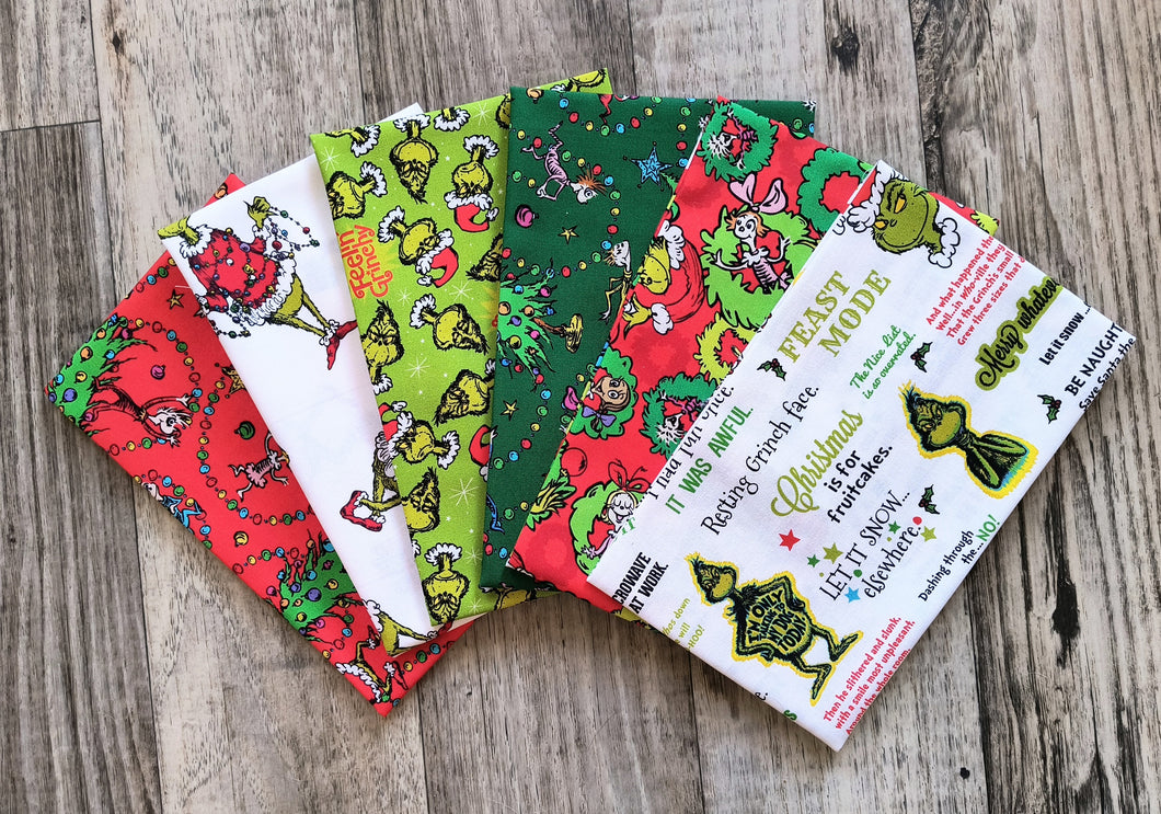 How the Grinch Stole Christmas 6PCS Fat Quarter Bundle - Cotton Fabric