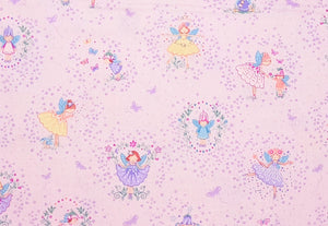 Fairies Friends Multi - Light Pink/Purple Fabric - 1/2 Meter - Cotton Fabric