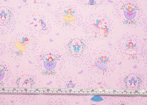 Fairies Friends Multi - Light Pink/Purple Fabric - 1/2 Meter - Cotton Fabric