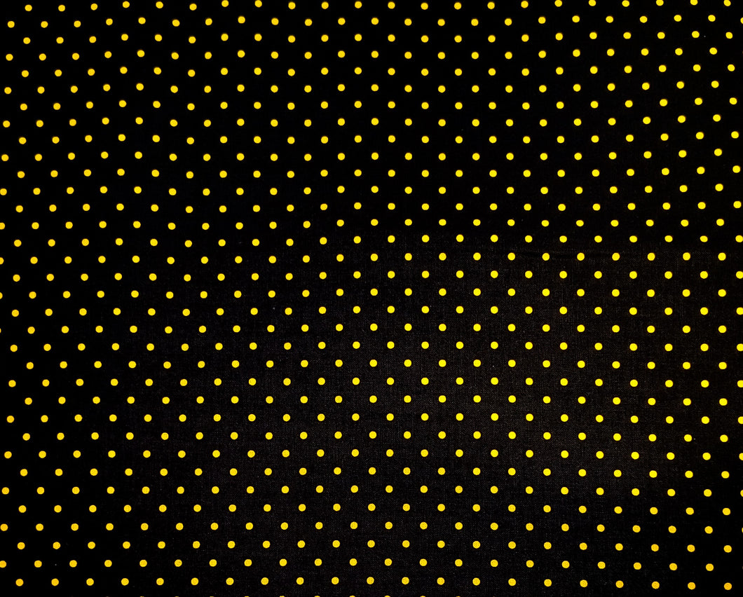 Dots Yellow/Black Fabric - 1/2 Meter - Cotton Fabric