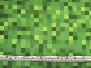 Minecraft Pixels - Green Fabric - 1/2 Meter - Cotton Fabric