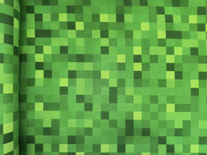 Minecraft Pixels - Green Fabric - 1/2 Meter - Cotton Fabric