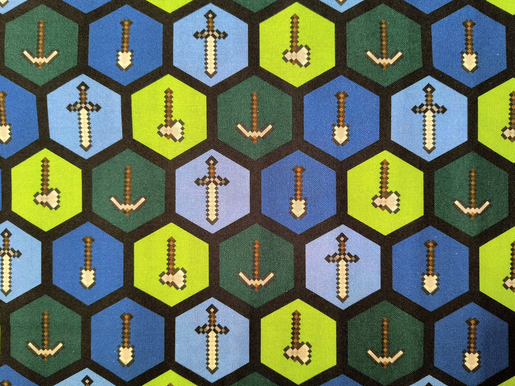 Minecraft Tools - Blue Fabric - 1/2 Meter - Cotton Fabric