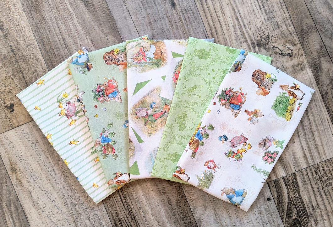 Peter Rabbit and Friends 5 PCS Fat Quarter Bundle - Cotton Fabric