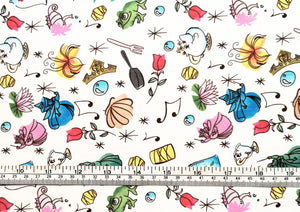 Princess Icon Toss 73936 - White Fabric - 1/2 Meter - Cotton Fabric