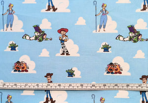 Toy Story Friends Sketch - Light Blue Fabric - 1/2 Meter - Cotton Fabric