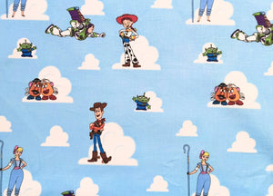 Toy Story Friends Sketch - Light Blue Fabric - 1/2 Meter - Cotton Fabric