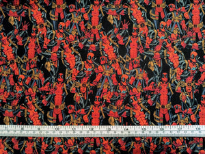 Deadpool Packed Digital- Black Fabric - 1/2 Meter - Cotton Fabric
